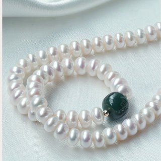 Buddha Gift 925 Sterling Silver Natural Pearl Hetian Jade Aquamarine Wisdom Sincerity Necklace Pendant Bracelet