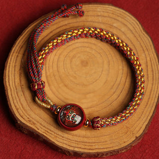 Buddha Gift Colorful Rope Cinnabar Thangka Blessing Braided Bracelet