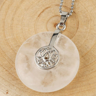 Buddha Gift Various Crystal Amethyst Pink Crystal Lotus Healing Necklace Pendant