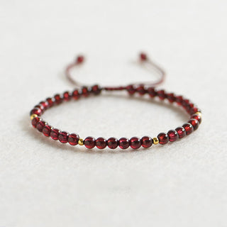 Buddha Gift Natural Garnet Golden Beads Stability Bracelet
