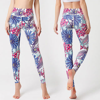 Buddha Gift Colorful Flower Petal Leaves Print Sports Exercise Fitness High Waist Leggings Women's Yoga Pants