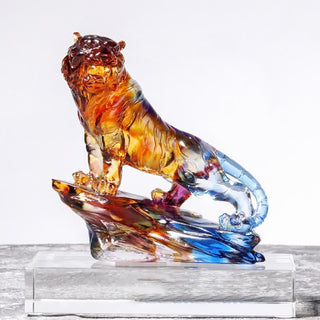 Buddha Gift Handmade Liuli Crystal Tiger Art Piece Protection Home Decoration