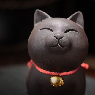 Buddha Gift Mini Lovely Cat Tea Pet Purple Clay Figurine Desk Decoration