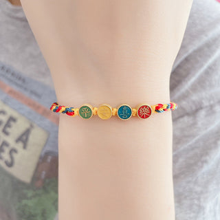 Buddha Gift Handmade Dunhuang Color Thread Peace And Joy Protection Braid String Bracelet