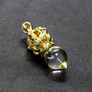 Buddha Gift Tibetan Dorje Vajra 4 Prong Lotus Liuli Crystal Strength Necklace Pendant