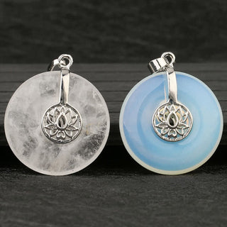 Buddha Gift Various Crystal Amethyst Pink Crystal Lotus Healing Necklace Pendant