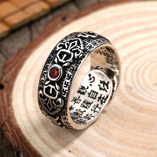 Buddha Gift Genstone PiXiu Feng Shui Frog Vajra Dorje Heart Sutra Wealth Adjustable Ring