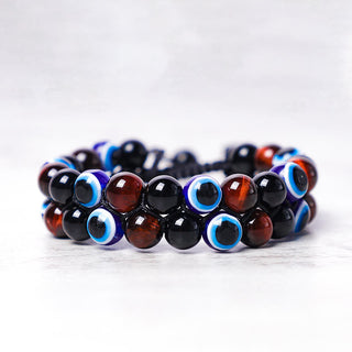 Buddha Gift Evil Eye Hematite Tiger Eye Protection Beaded Bracelet