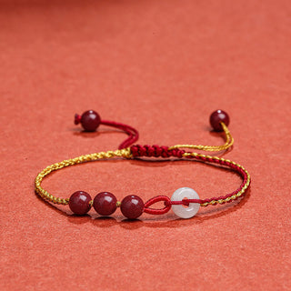 Buddha Gift Natural Cinnabar Jade Peace Buckle Blessing Bracelet
