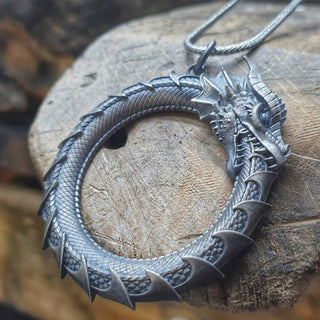 Buddha Gift Pure Tin Dragon Snake Protection Necklace Pendant