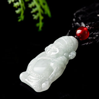 Buddha Gift Natural Jade Chinese God of Wealth Caishen Ingot Luck Necklace Pendant
