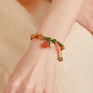 Buddha Gift Persimmon Red Agate Strength Reincarnation Knot Braid String Bracelet