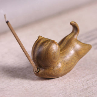 Buddha Gift Green Sandalwood Cute Cat Pattern Soothing Stick Incense Burner Decoration