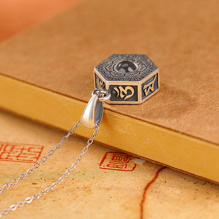 Buddha Gift 990 Sterling Silver Tibetan Om Mani Padme Hum Lotus Love Projection Necklace Pendant