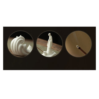 Buddha Gift Buddha Monk Ceramic Sea Wave Mountain Blessing Incense Burner Decoration