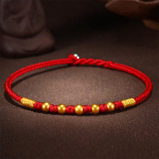 Buddha Gift 999 Gold Beads Luck King Kong Knot Handmade Braided Protection Bracelet