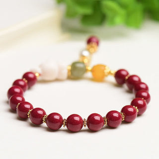 Buddha Gift Year of the Rabbit Cinnabar Hetian Jade Bunny Beaded Blessing Bracelet