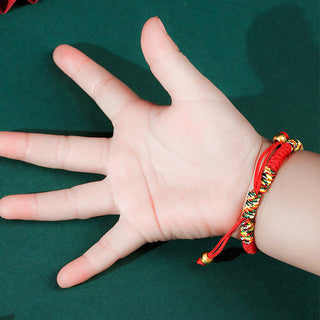 Buddha Gift 999 Sterling Silver PiXiu Wealth King Kong Knot String Braided Kids Child Bracelet