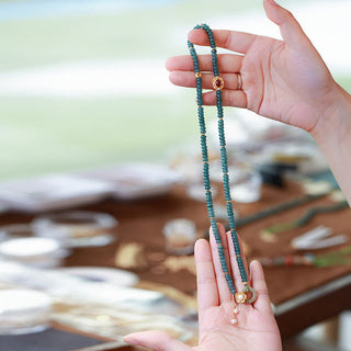 Buddha Gift 925 Sterling Silver Gold Plated Cyan Jade Flower Peace Buckle Success Triple Wrap Bracelet