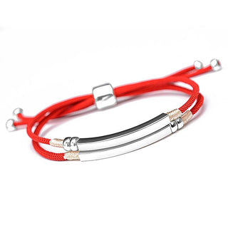Buddha Gift 925 Sterling Silver Red String Layered Braid Bracelet