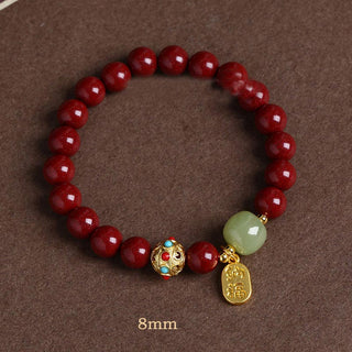 Buddha Gift Cinnabar Green Aventurine Fortune Protection Charm Bracelet