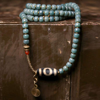 Buddha Gift 108 Mala Beads Bodhi Seed Dzi Bead Wisdom Bracelet