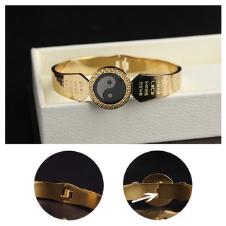 Buddha Gift Yin Yang Lotus Om Mani Padme Hum Mantra Titanium Steel Harmony Bracelet Bangle