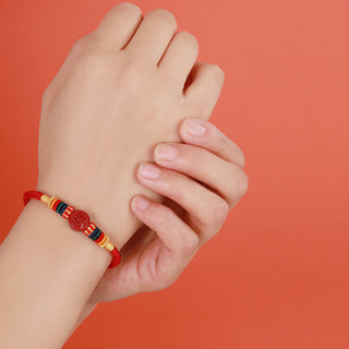 Buddha Gift Year of the Dragon 925 Sterling Silver Chinese Zodiac Cinnabar Auspicious Matches Blessing Bracelet