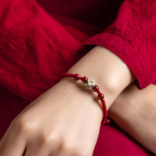 Buddha Gift 925 Sterling Silver Chinese Zodiac Natal Buddha Cinnabar Calm Bracelet