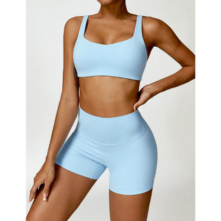 Buddha Gift Gym Sports Yoga Backless Bra Crop Tank Top Shorts