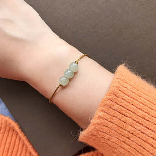 Buddha Gift Three Beads Jade Luck String Weave Bracelet