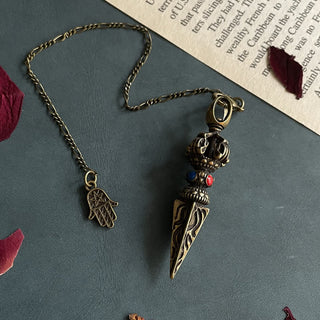 Buddha Gift Pentagram Eye of God Feather Hamsa Copper Healing Necklace Pendant Pendulum