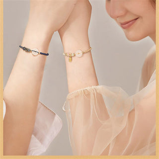 Buddha Gift Handmade White Agate Peace Buckle Luck Happiness Protection Weave String Bracelet