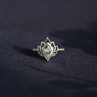 Buddha Gift Sterling Silver Lotus Zircon Blessing Protection Ring