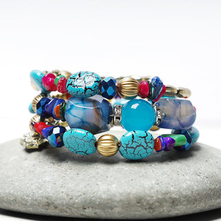 Buddha Gift Multilayer Irregular Turquoise Agate Beads Blessing Bracelet