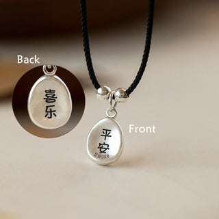 Buddha Gift 999 Sterling Silver Peace And Joy Fu Character Luck Fortune 925 Sterling Silver Chain Necklace Pendant