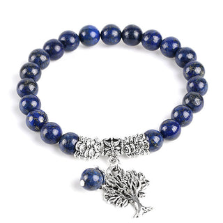 Buddha Gift Natural Gemstone Tree of Life Lucky Charm Stretch Bracelet