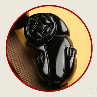 Buddha Gift Natural Gold Sheen Obsidian PiXiu Om Mani Padme Hum Wealth Braided Bracelet