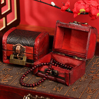 Buddha Gift Retro Small Wood Jewelry Box Lotus Golden Grape Copper Coin Daffodil Grass Flower Jewelry Storage Box