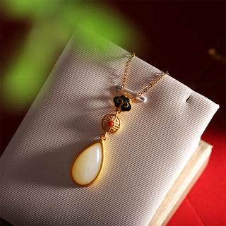 Buddha Gift 925 Sterling Silver Hetian White Jade Water Drop Chain Necklace Pendant Bracelet