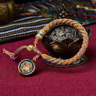 Buddha Gift Tibetan Handmade Luck Thangka Prayer Wheel Charm Weave String Bracelet