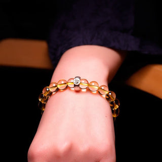 Buddha Gift 925 Sterling Silver Chinese Zodiac Natal Buddha Citrine Protection Bracelet