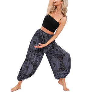 Buddha Gift Casual Loose Round Rose Pattern Harem Trousers Women's Yoga Pants