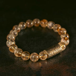 Buddha Gift Natural Citrine Crystal Brass Bead Protection Bracelet