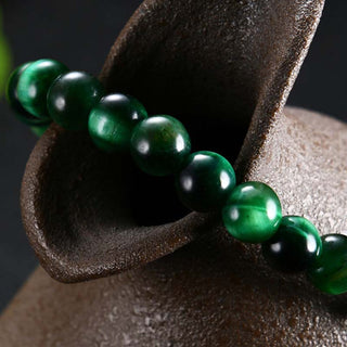 Buddha Gift Natural Green Tiger Eye Strength Bracelet