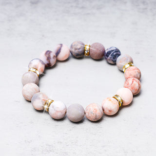 Buddha Gift Anxiety Stress Healing Crystal Zebra Jasper Bead Bracelet