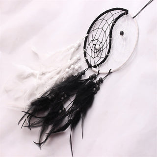 Buddha Gift Yin Yang  Dream Catcher Circular Net with Feathers Balance Decoration