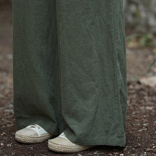 Buddha Gift Retro Wide Leg Pants Casual Women's Yoga Pants With Pockets