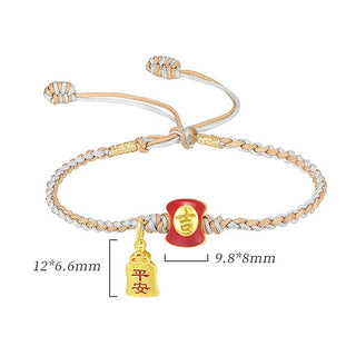 Buddha Gift 925 Sterling Silver Handmade Auspicious Chinese Character Blessing Braided String Bracelet