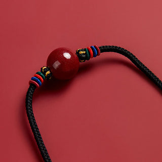 Buddha Gift Cinnabar Bead Blessing String Necklace Pendant